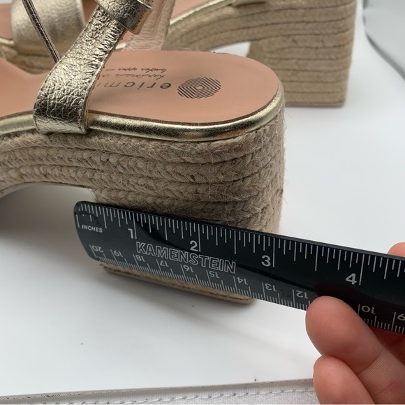 Eric Michael argento Sandals gold platform ankle strip Spain size 38 US 7.5 786 - Picture 7 of 11
